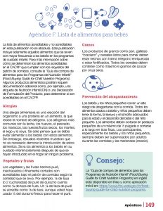 Alimentación para Bebés
en el Programa de Alimentos para el
Cuidado de Niños y Adultos