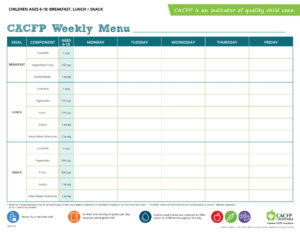 Weekly Menu Template 6-18